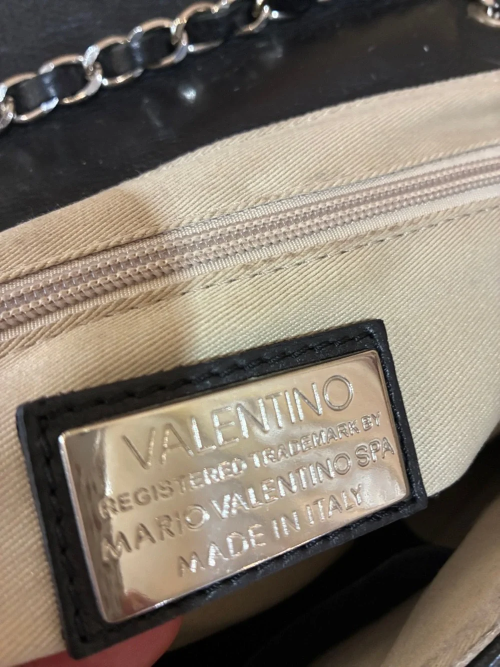 Valentino Alice Black Quilted Leather Crossbody with Chain Strap - Picture 9 of 11